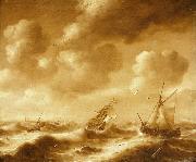 Hendrick van Anthonissen Shipping in a Gale oil on canvas